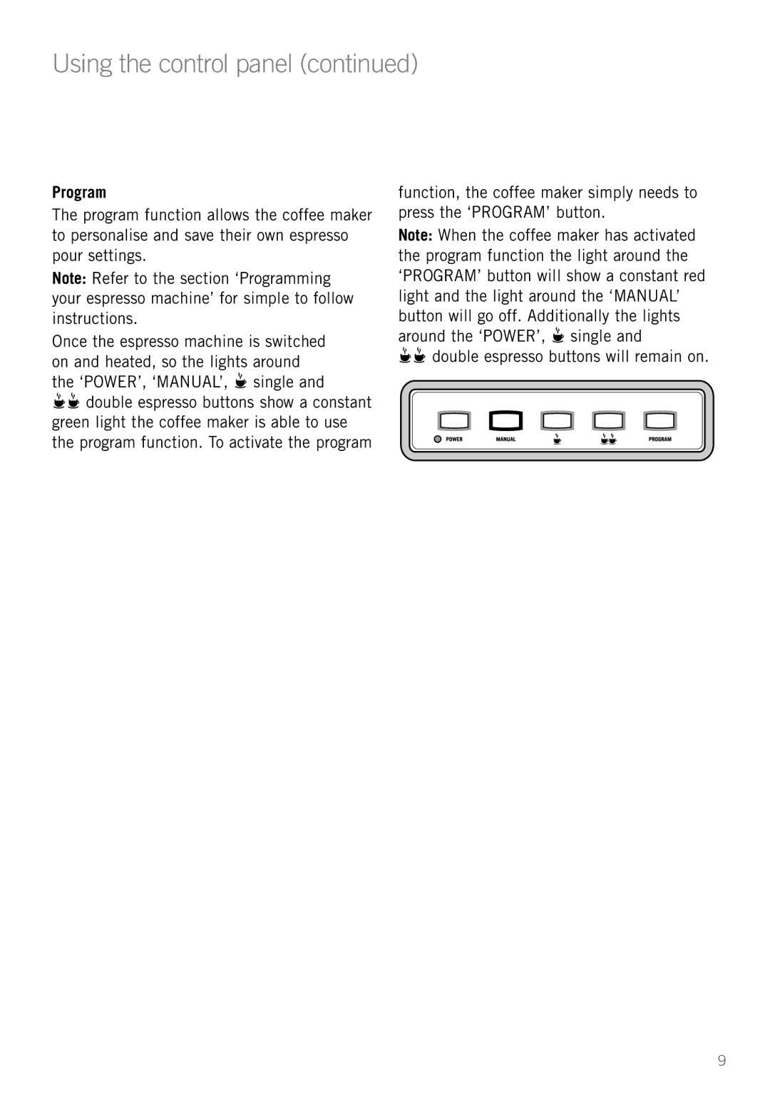 Sunbeam EM5800 manual Program 