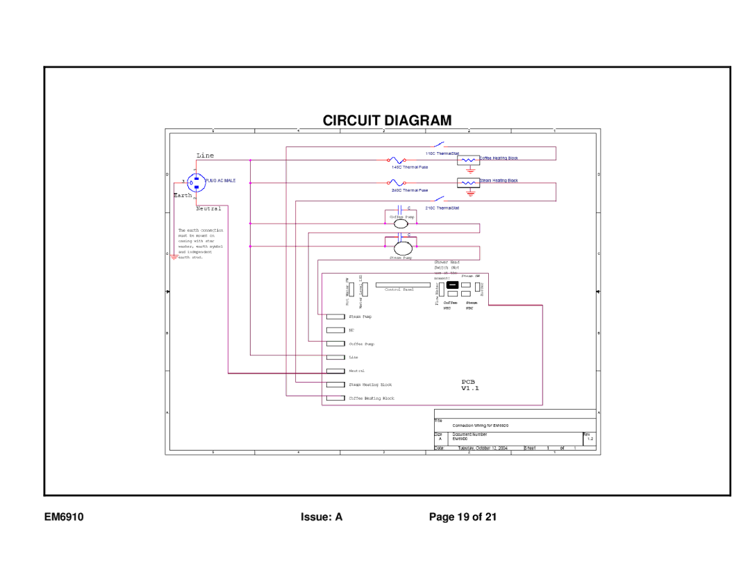 Sunbeam EM6910 service manual Circuit Diagram 