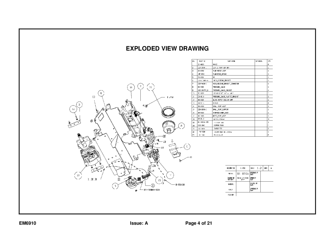 Sunbeam EM6910 service manual Exploded View Drawing 