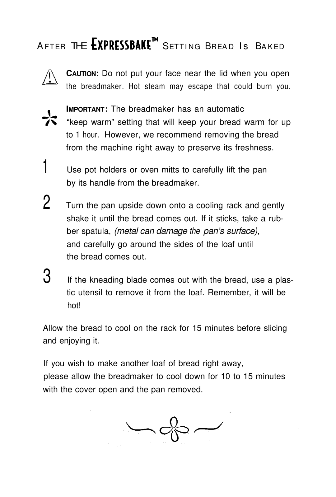 Sunbeam EXPRESSBAKETM Breadmaker user manual 