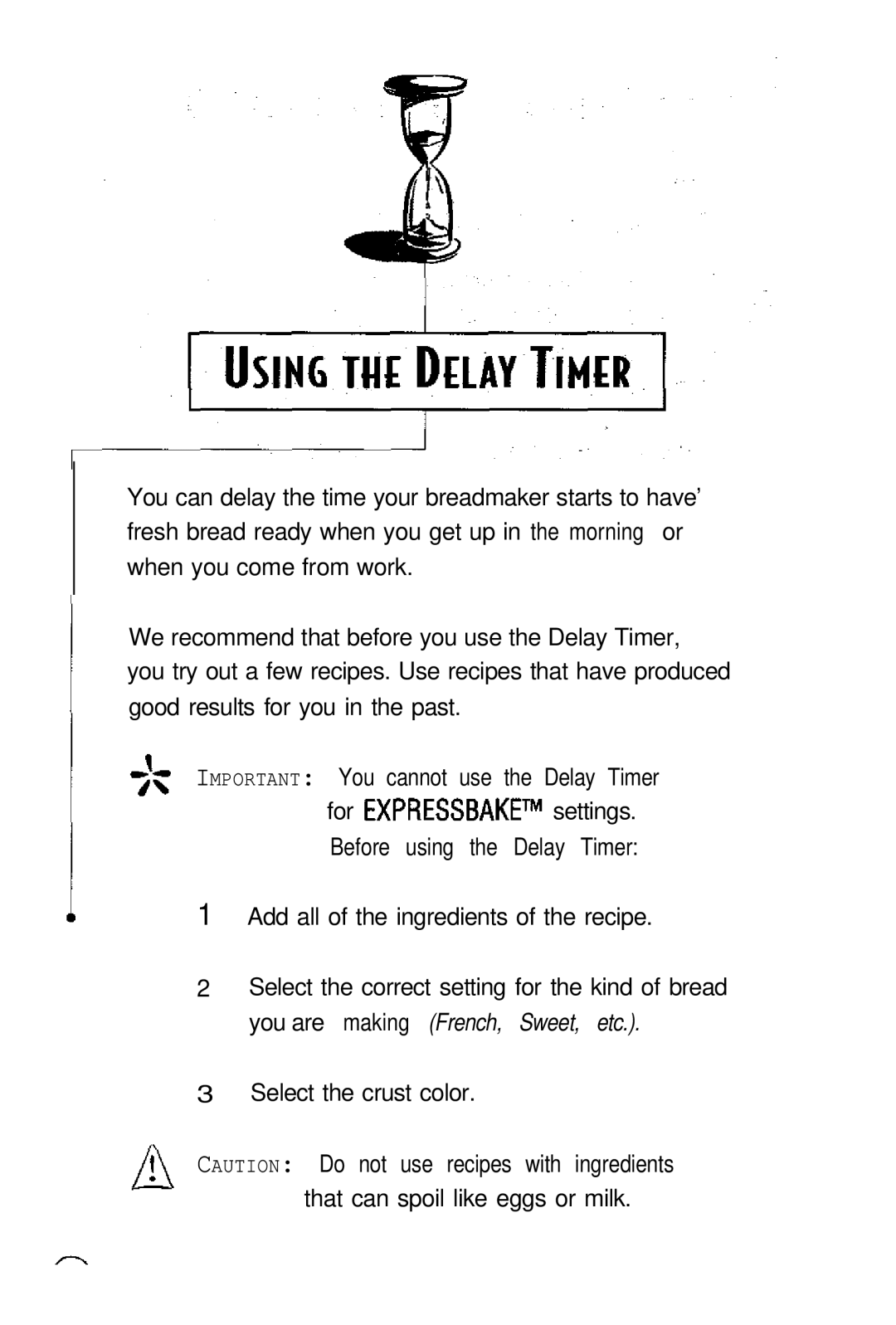 Sunbeam EXPRESSBAKETM Breadmaker user manual 