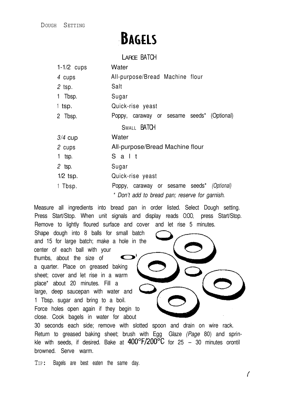 Sunbeam EXPRESSBAKETM Breadmaker user manual Batch, Large 