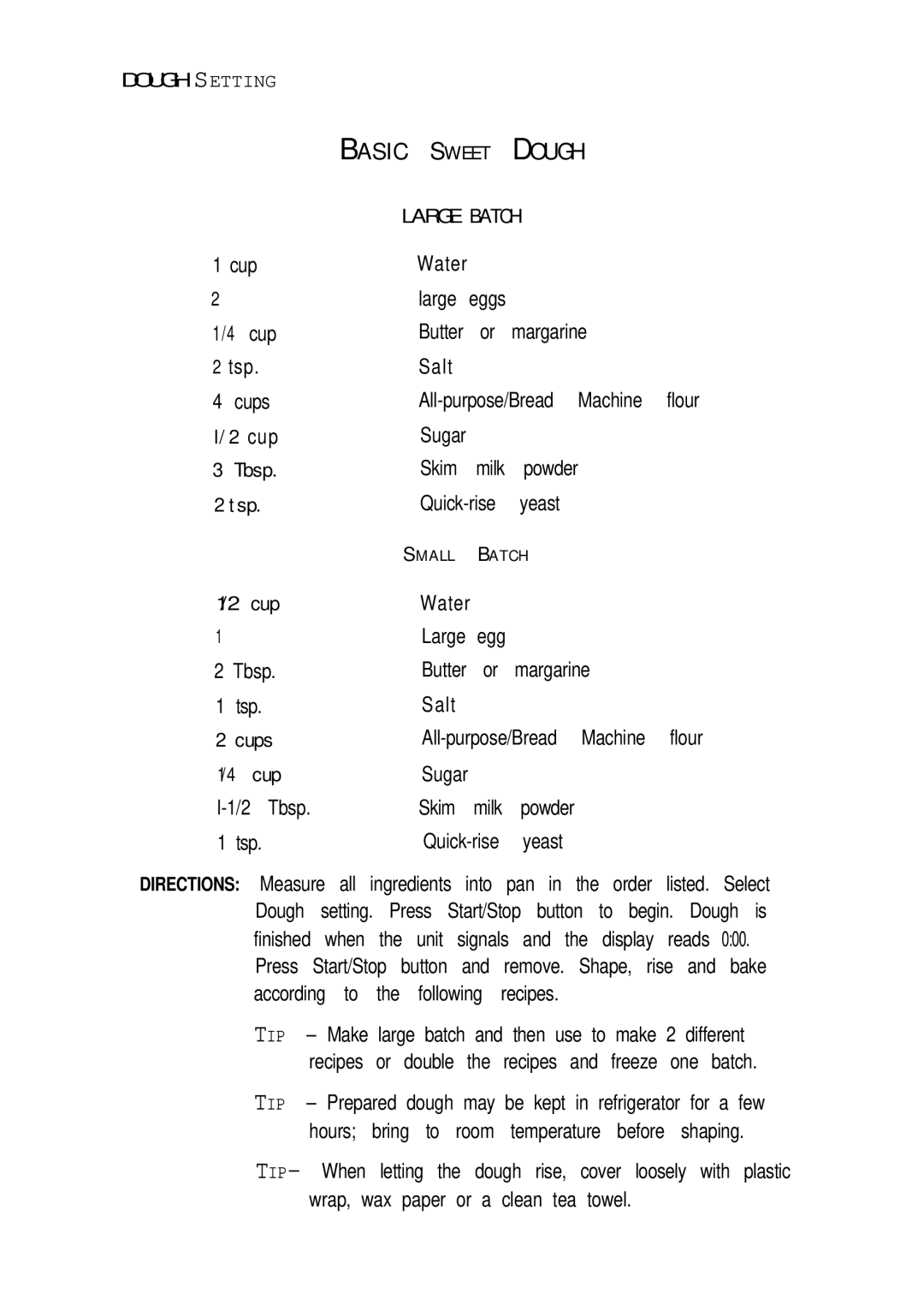 Sunbeam EXPRESSBAKETM Breadmaker user manual S I C S W E E T D O U G H 