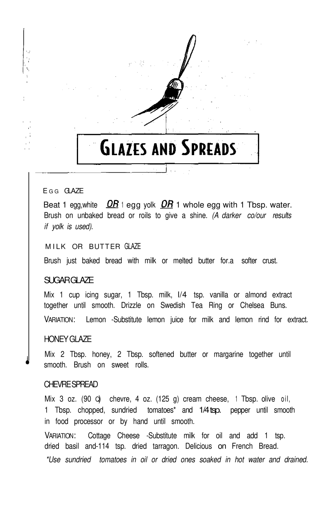 Sunbeam EXPRESSBAKETM Breadmaker user manual G Glaze, L K O R B U T T E R Glaze 