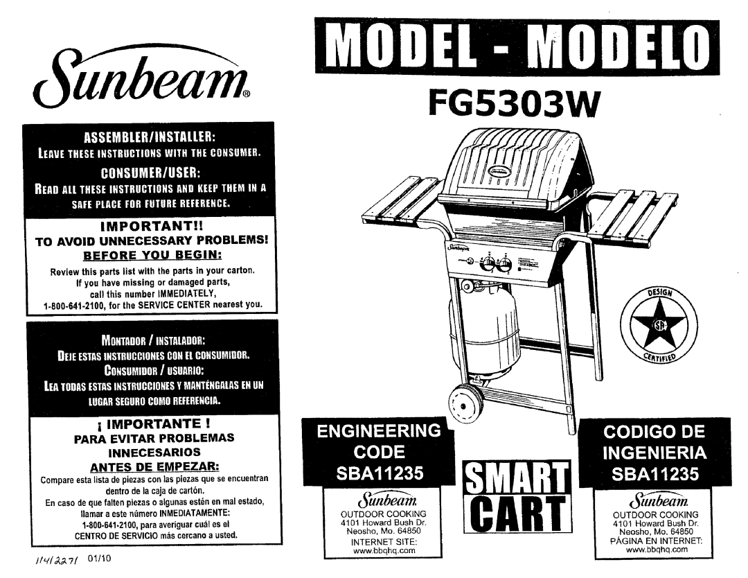 Sunbeam FG5303W manual 