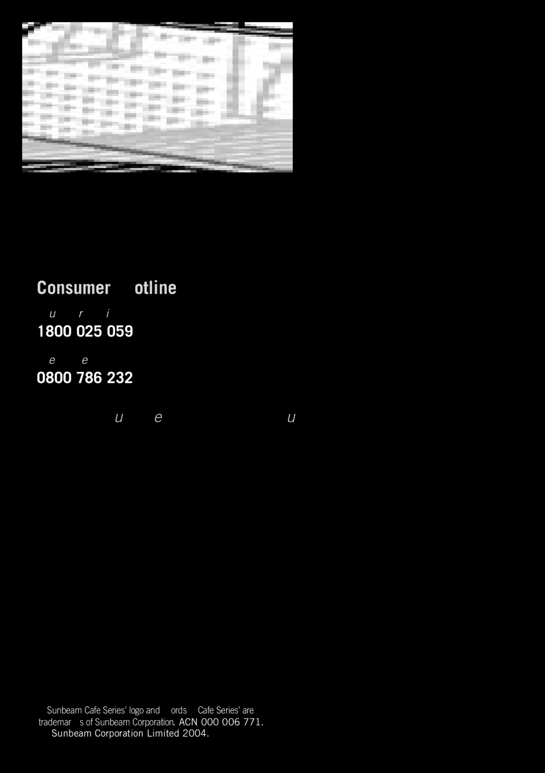 Sunbeam Food Slicer manual Consumer Hotline 