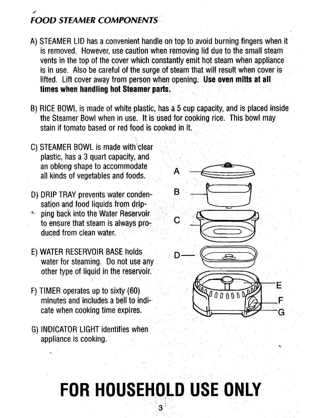 Sunbeam FOOD STEAMER manual 