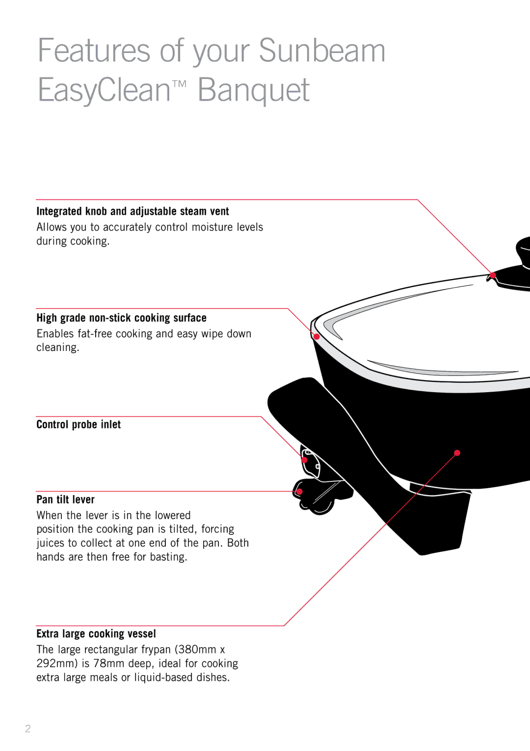 Sunbeam FP5905 Integrated knob and adjustable steam vent, High grade non-stick cooking surface, Extra large cooking vessel 