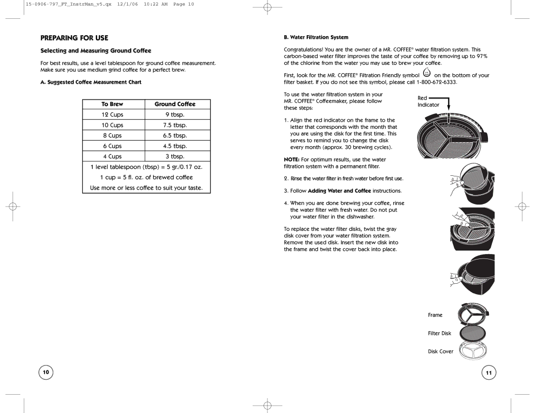 Sunbeam FT user manual Preparing for USE, Selecting and Measuring Ground Coffee, To Brew Ground Coffee 