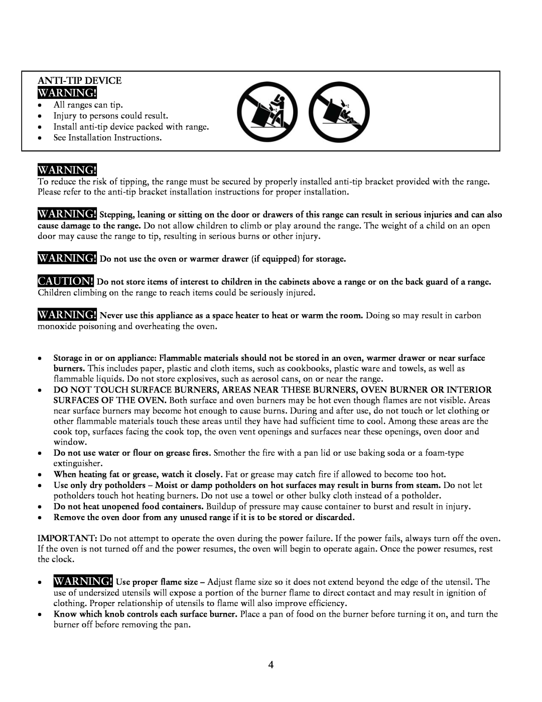 Sunbeam Gas Ranges user manual Anti-Tipdevice 