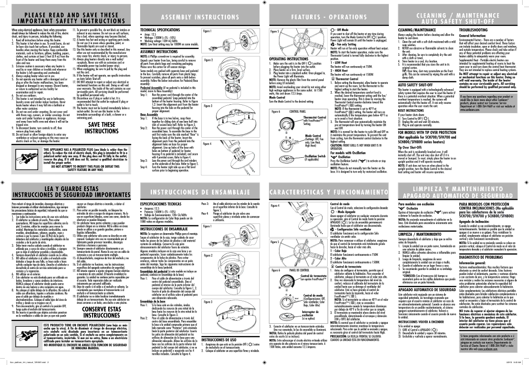 Sunbeam GCDS-SUN23773-PH Technical Specifications, Assembly Instructions, Operating Instructions, Cleaning/Maintenance 