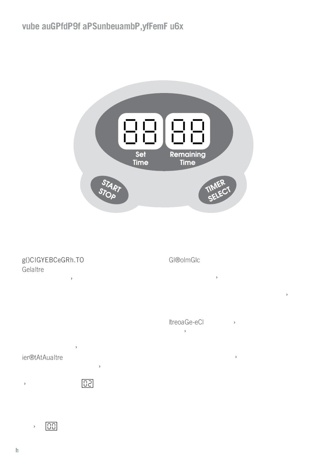 Sunbeam GL8200 manual LED timer display, Display and the timer will beep for 18 counts 