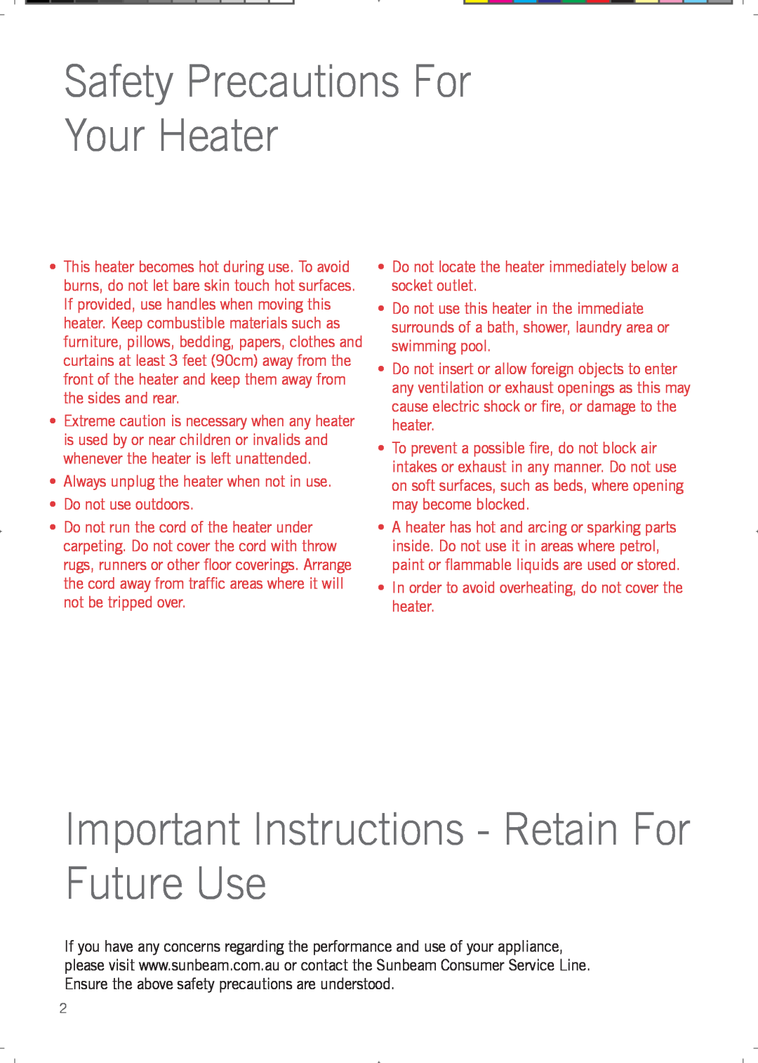 Sunbeam HE2050 manual Safety Precautions For Your Heater, Important Instructions - Retain For Future Use 