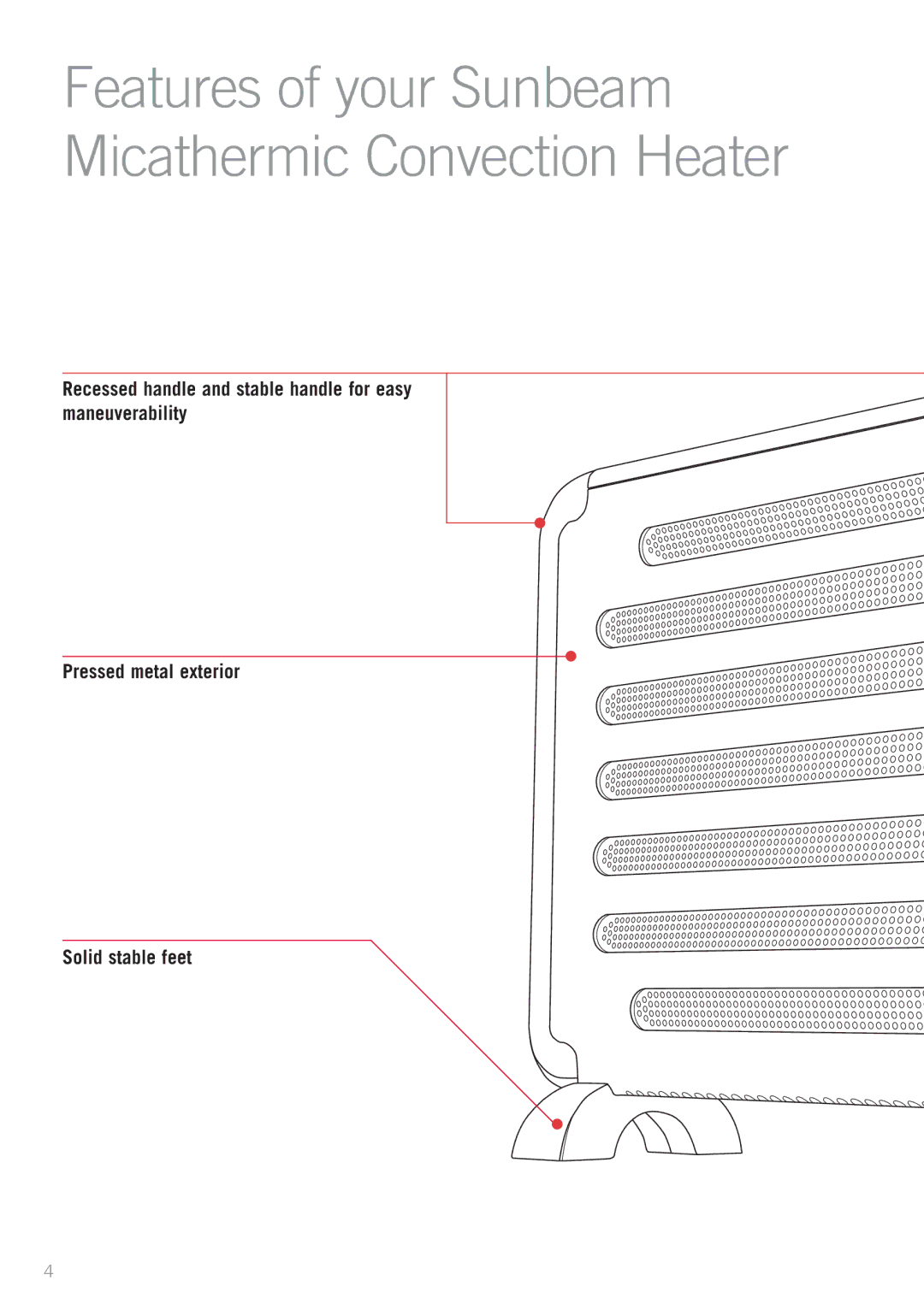 Sunbeam HE4100 manual Features of your Sunbeam Micathermic Convection Heater 