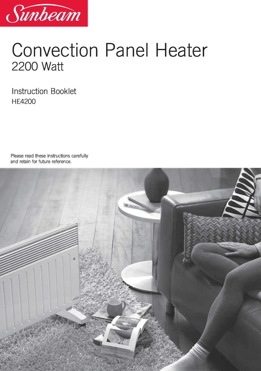 Sunbeam HE4200 manual Convection Panel Heater, Watt, Instruction Booklet 