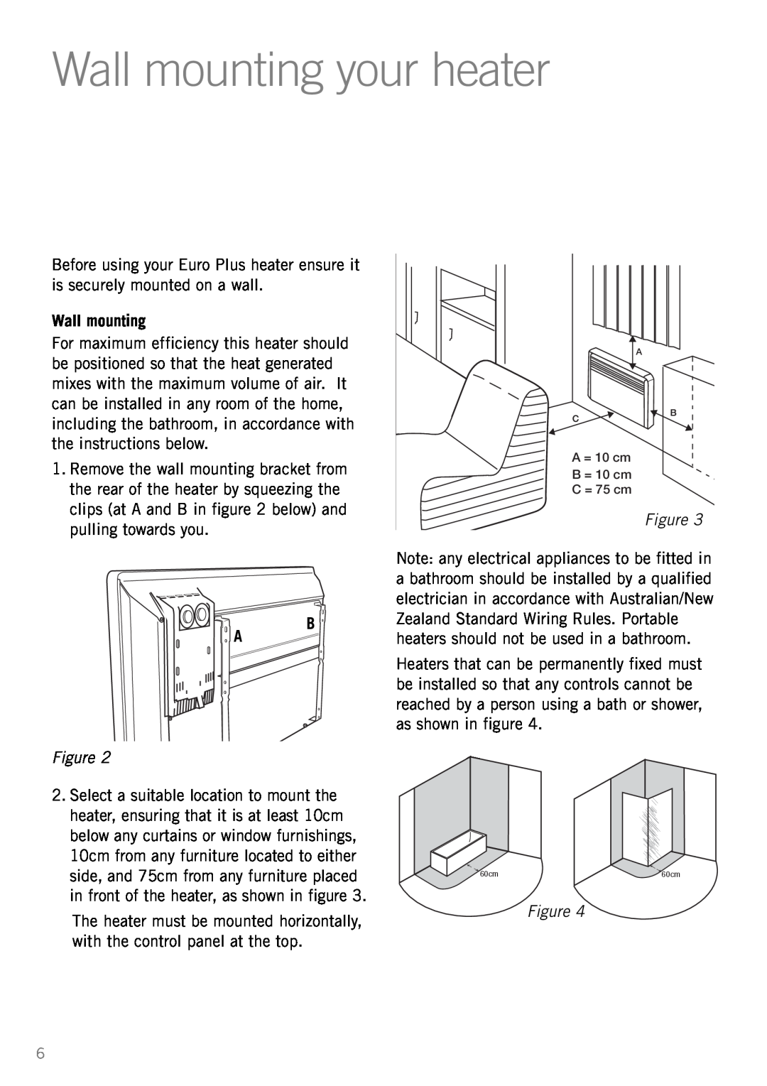 Sunbeam HE4900 manual Wall mounting your heater 