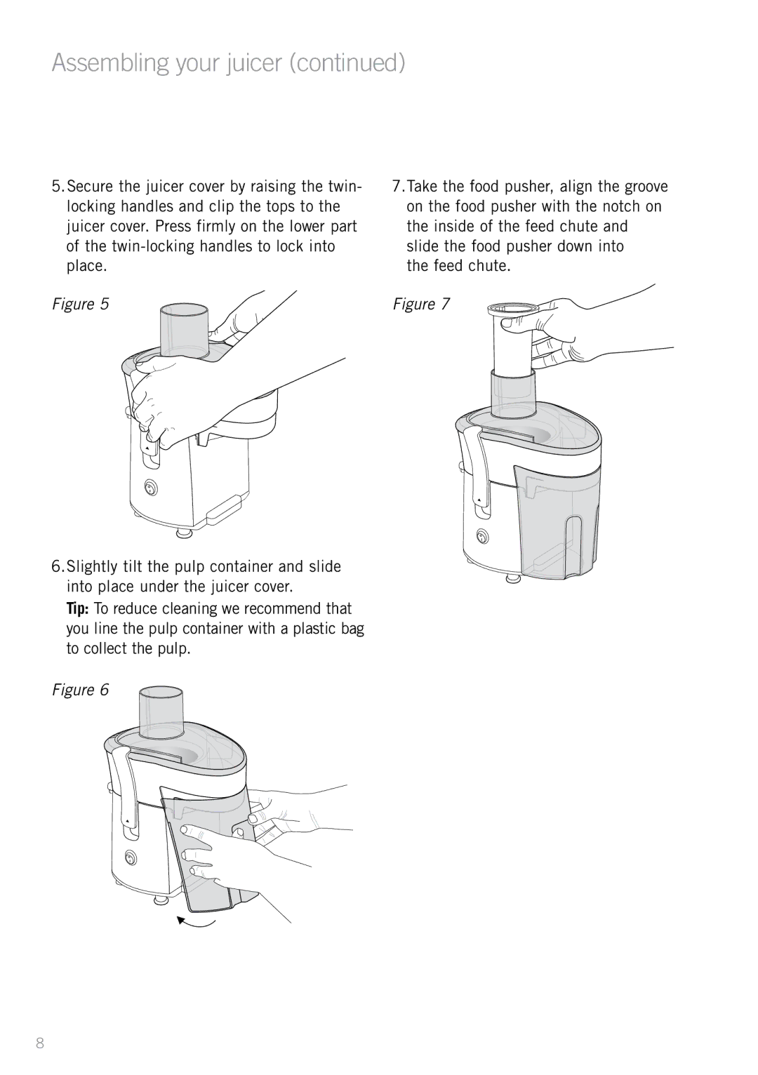 Sunbeam JE4800 manual Assembling your juicer 