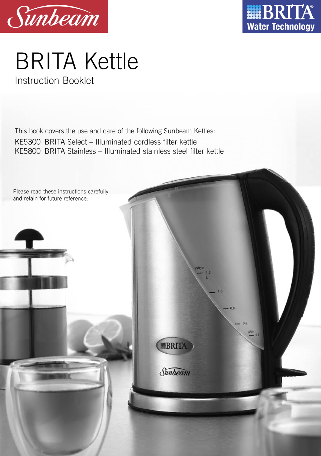 Sunbeam KE5300 manual Brita Kettle 