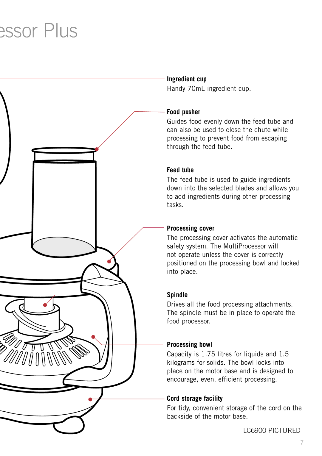 Sunbeam LC6200 manual Essor Plus, Ingredient cup 