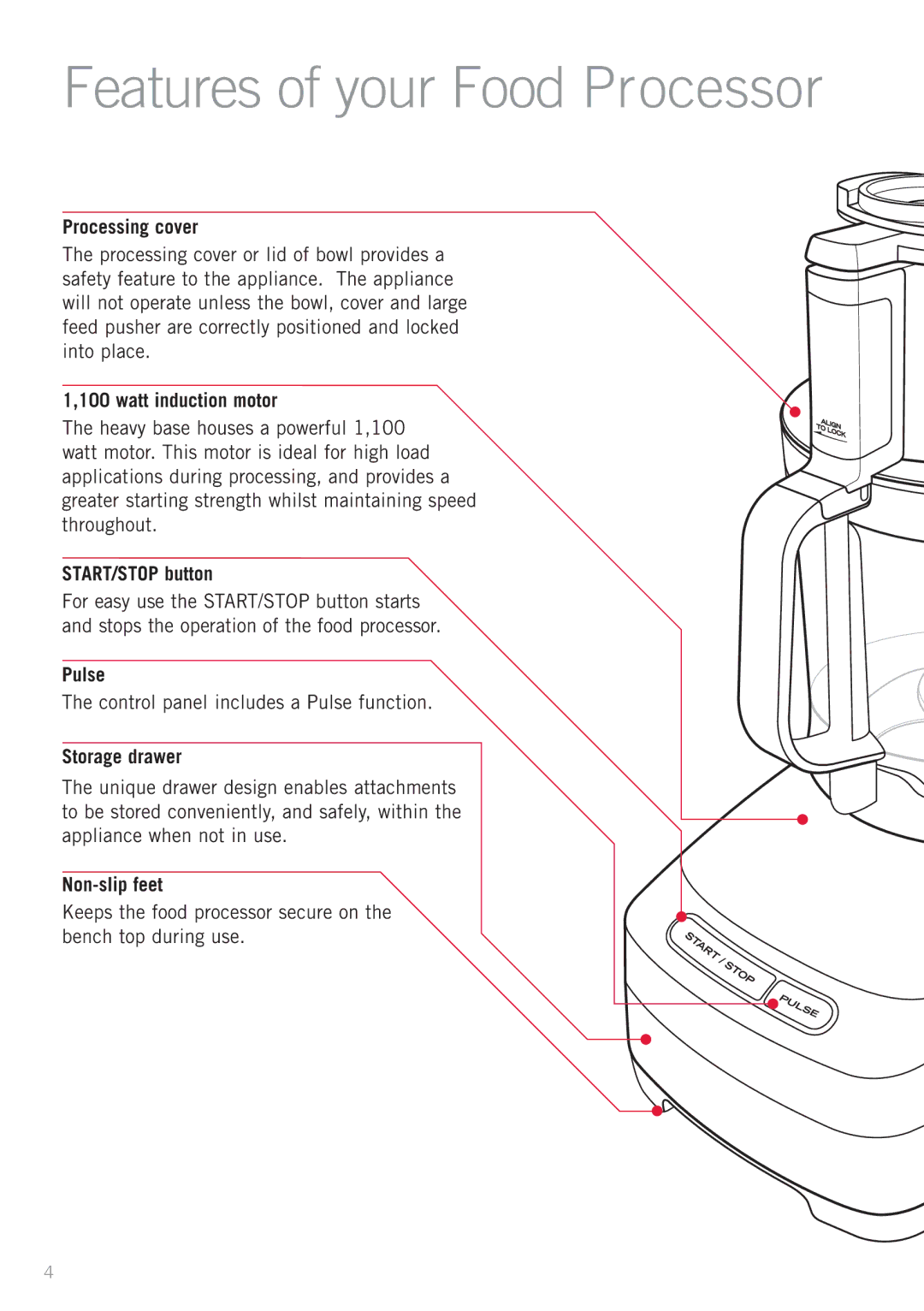 Sunbeam LC7900 manual Features of your Food Processor 