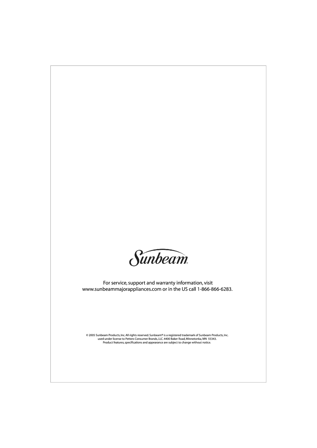 Sunbeam Major Appliances SNM1501RAW, SNM1501RAQ, SNM1501RAB manual 