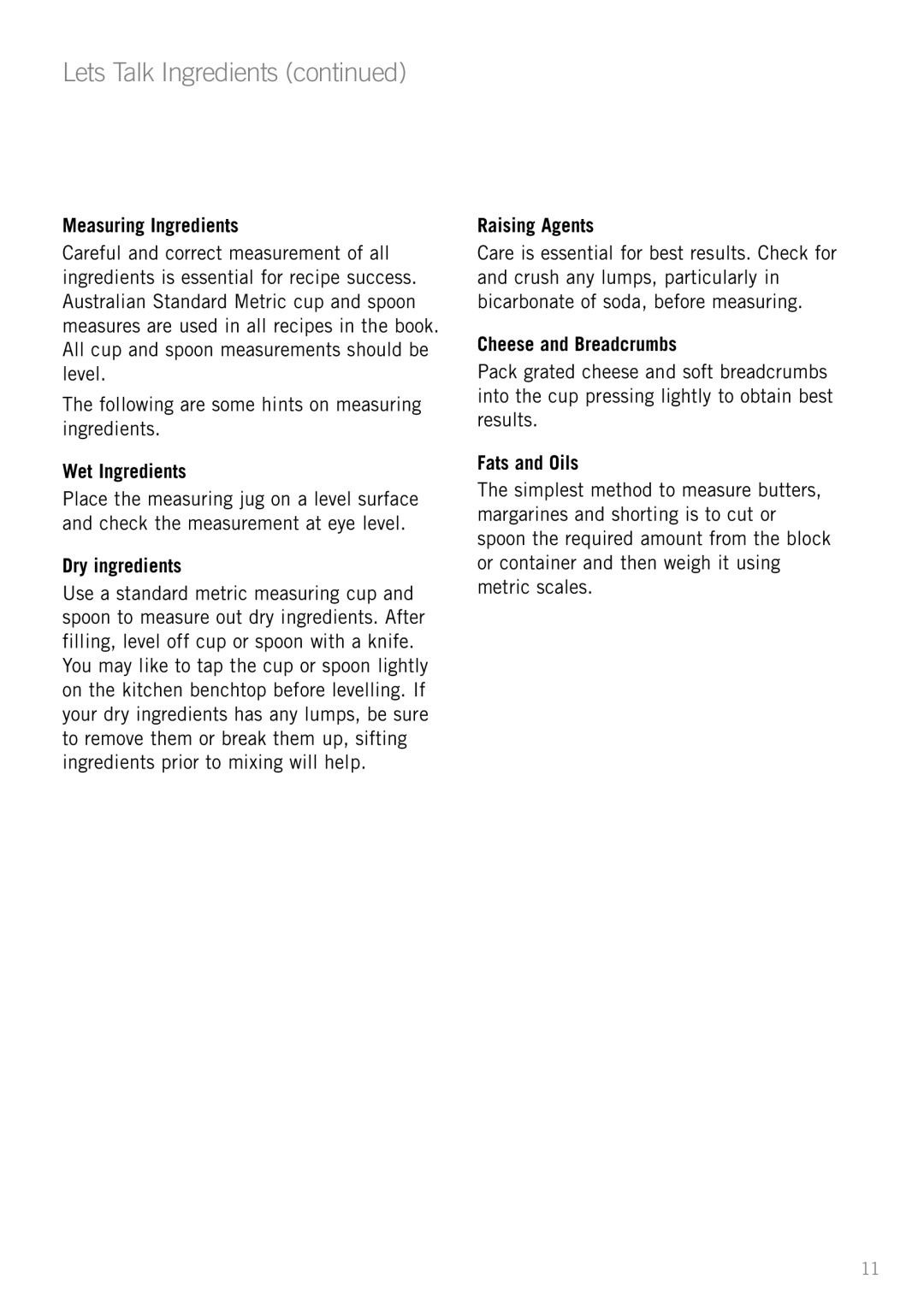 Sunbeam MX001 manual Lets Talk Ingredients 