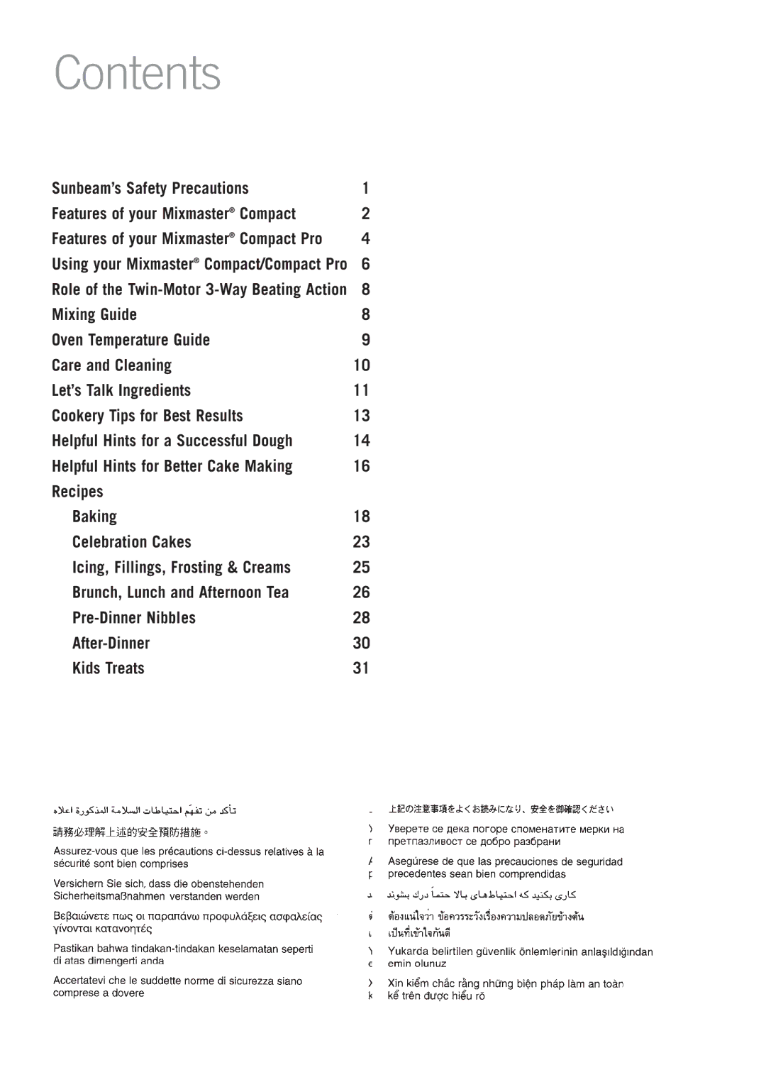 Sunbeam MX5900, MX5950 manual Contents 