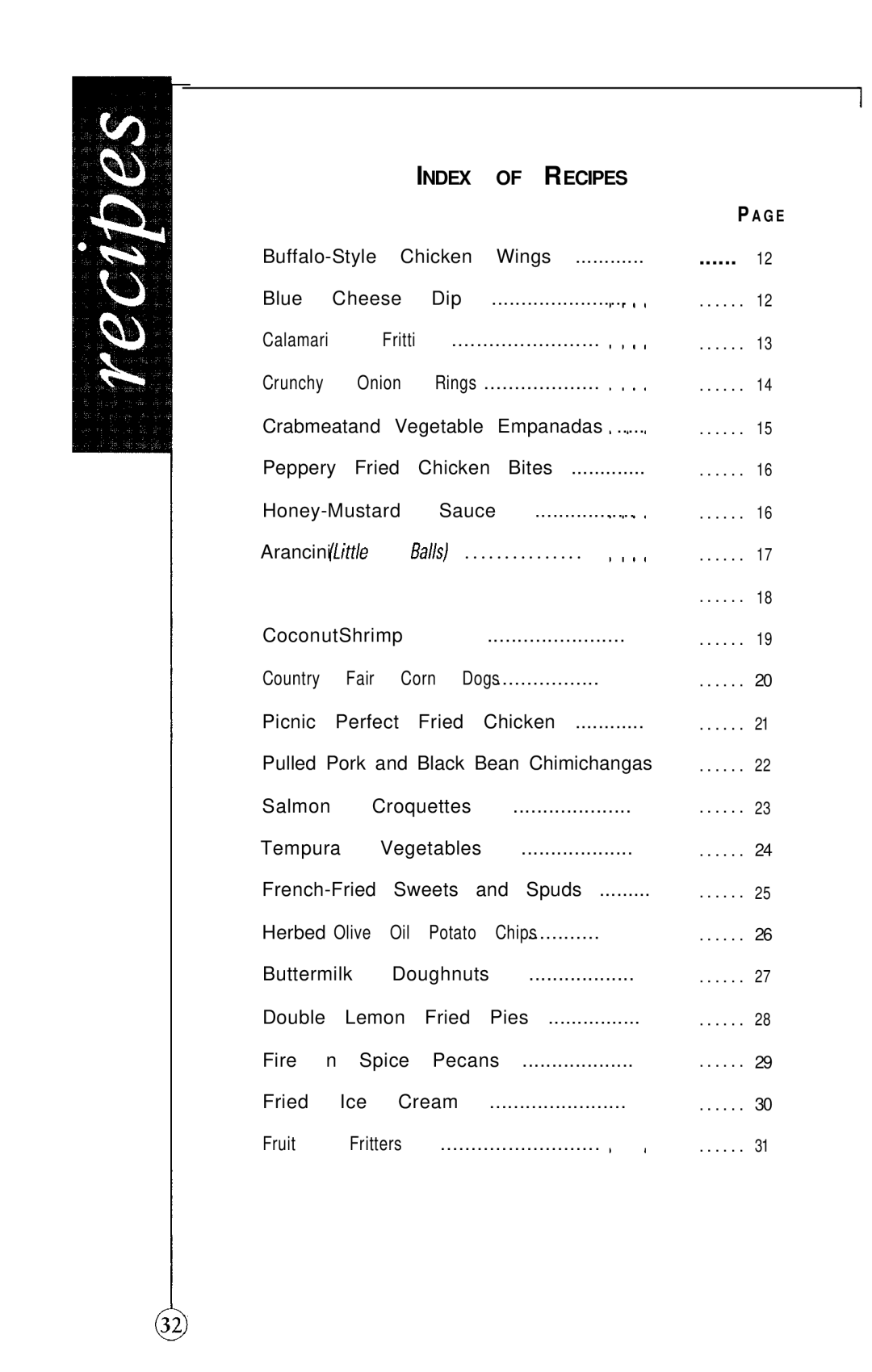 Sunbeam ODF 520, ODF 510 manual Index of Recipes 