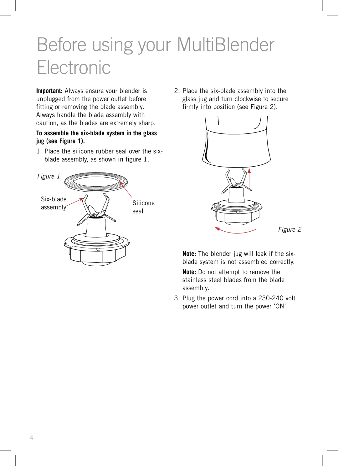 Sunbeam PB7910 manual Before using your MultiBlender Electronic, Seal 