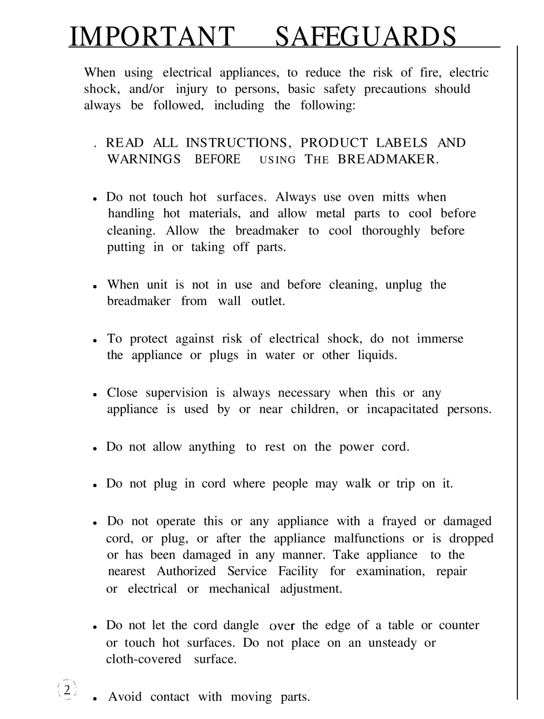 Sunbeam P.N. 109934 manual Important Safeguards 