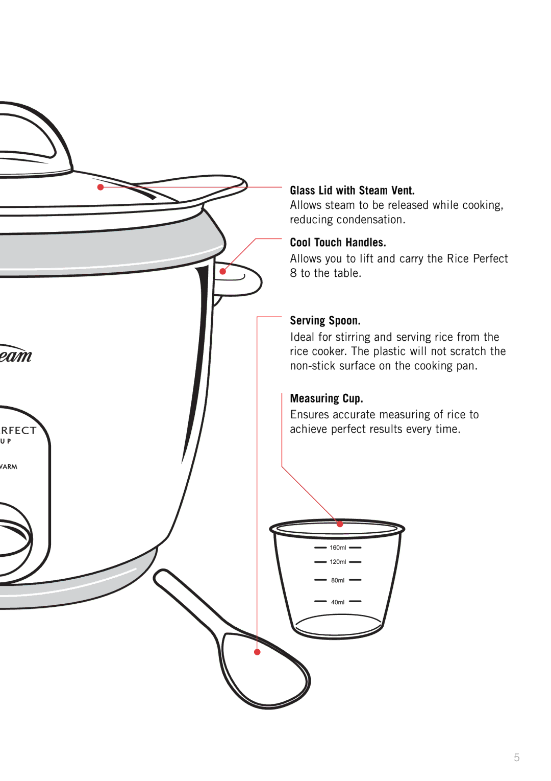 Sunbeam RC4700, RC2610, RC2300 manual Allows you to lift and carry the Rice Perfect 8 to the table 