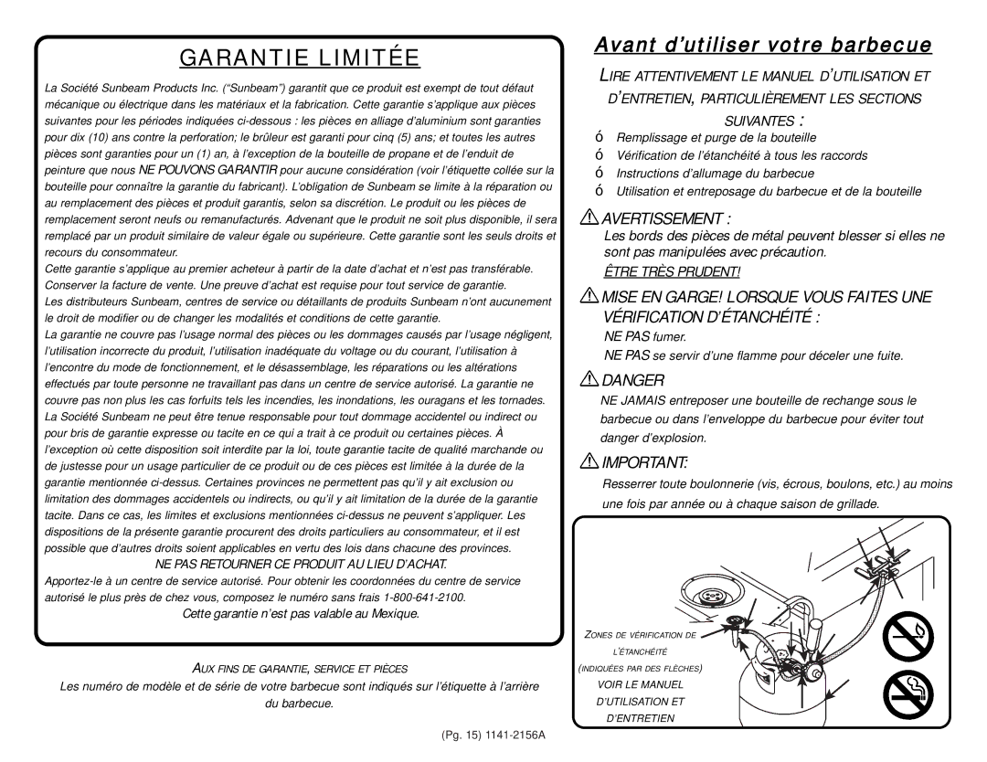 Sunbeam S T 6 5 0 1 E P B warranty Garantie Limitée 