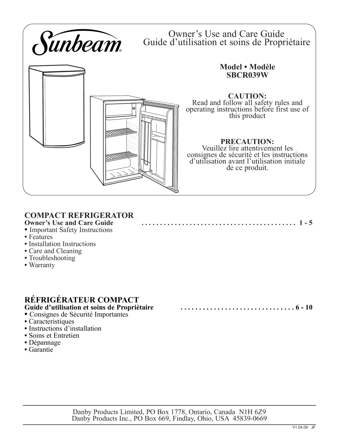 Sunbeam SBCR039W important safety instructions 