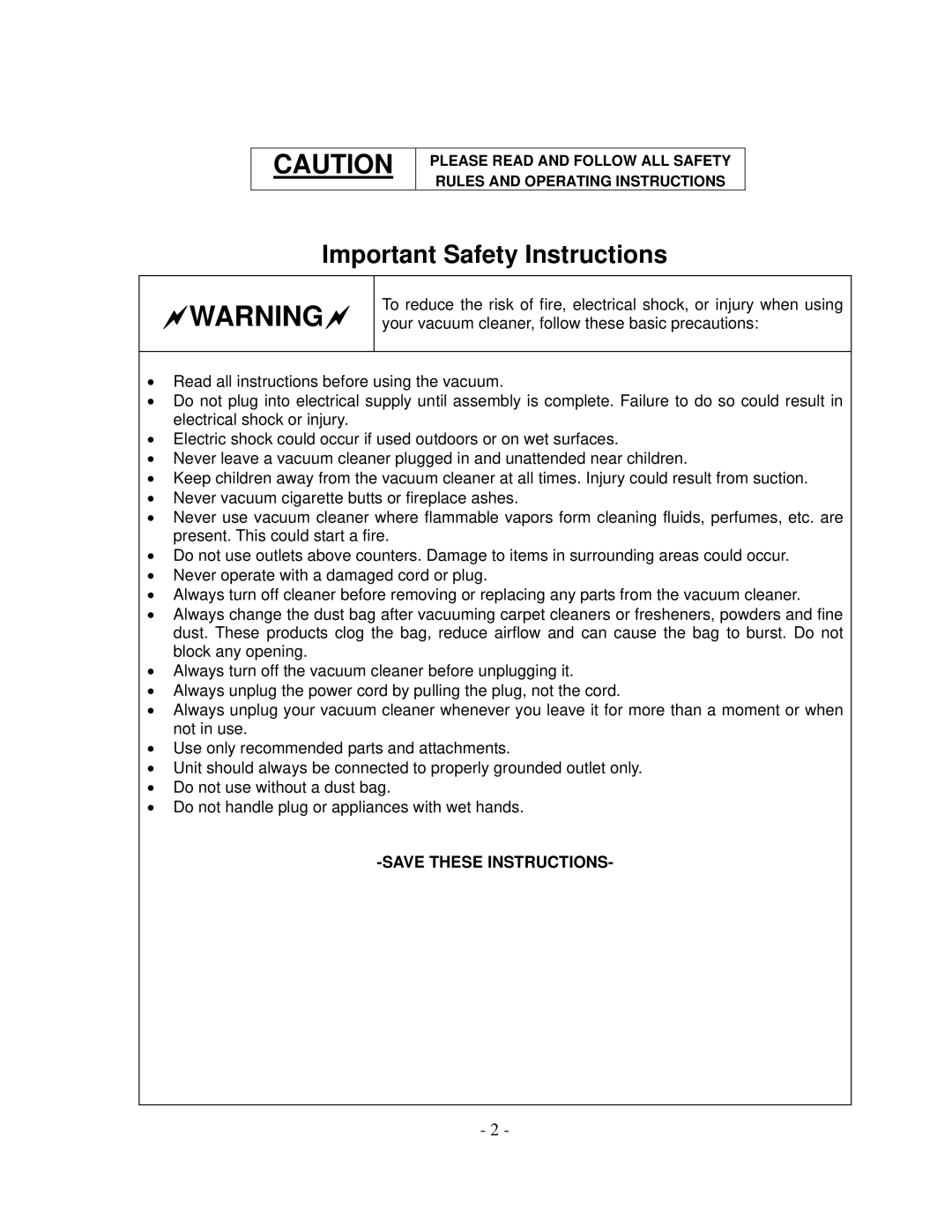 Sunbeam SBH-200 manual Important Safety Instructions 