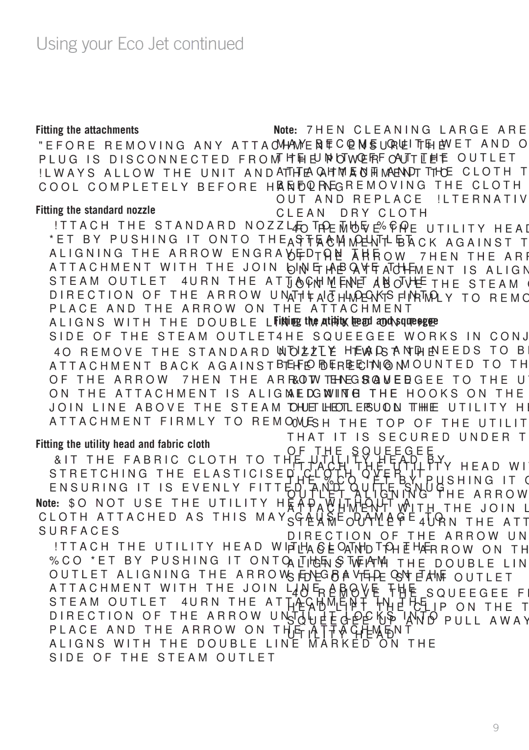 Sunbeam SC4500 manual Fitting the attachments, Fitting the standard nozzle, Fitting the utility head and fabric cloth 