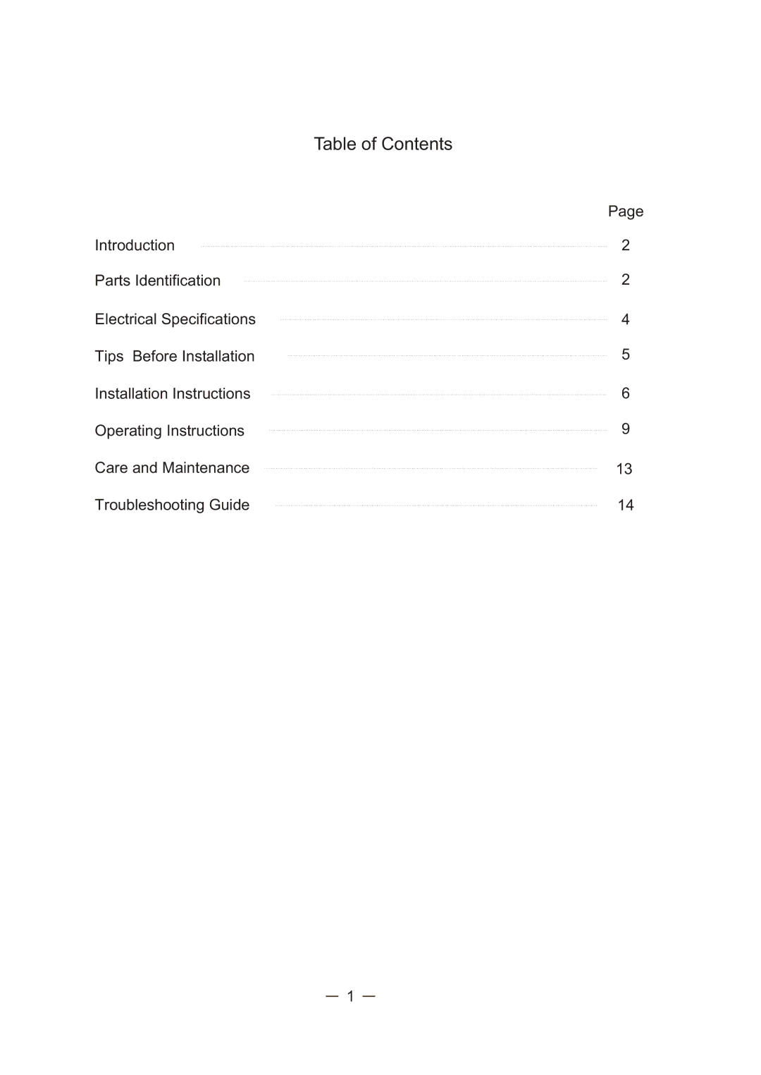 Sunbeam SCA062RWB1 user manual Table of Contents 