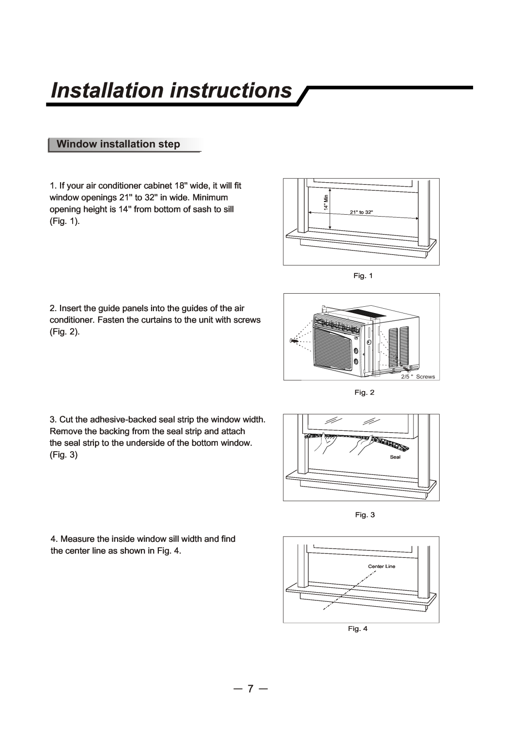 Sunbeam SCA062RWB1 user manual Installation instructions, Window installation step 