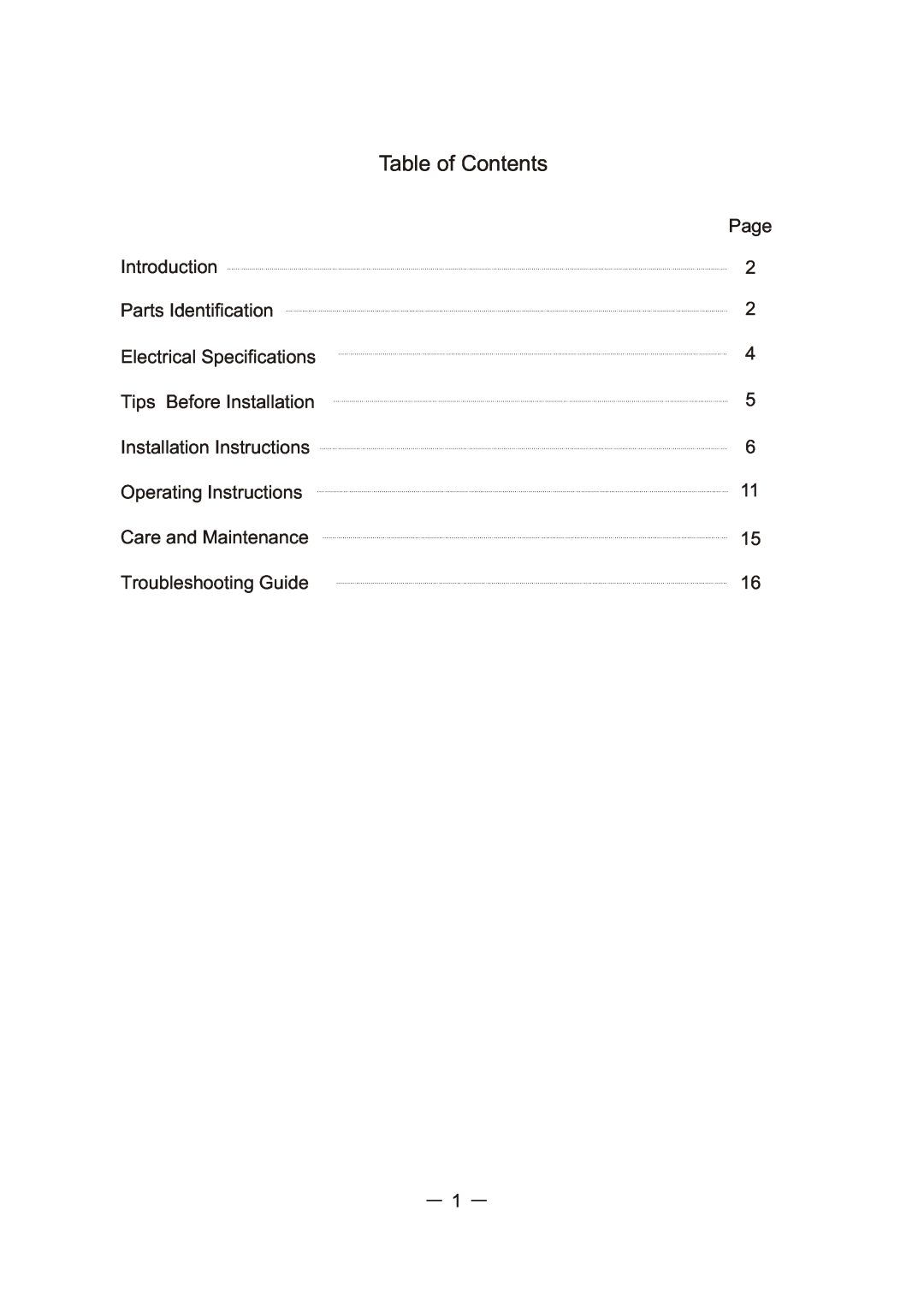Sunbeam SCA103RWB1 user manual Table of Contents 