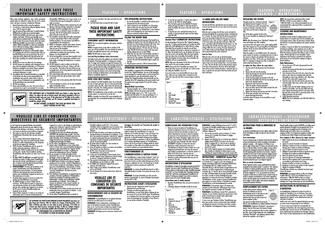 Sunbeam SCM631-CN warranty HOW Cool Mist Works, PRE-OPERATING Instructions, Filling the Water Tank, Operating Instructions 