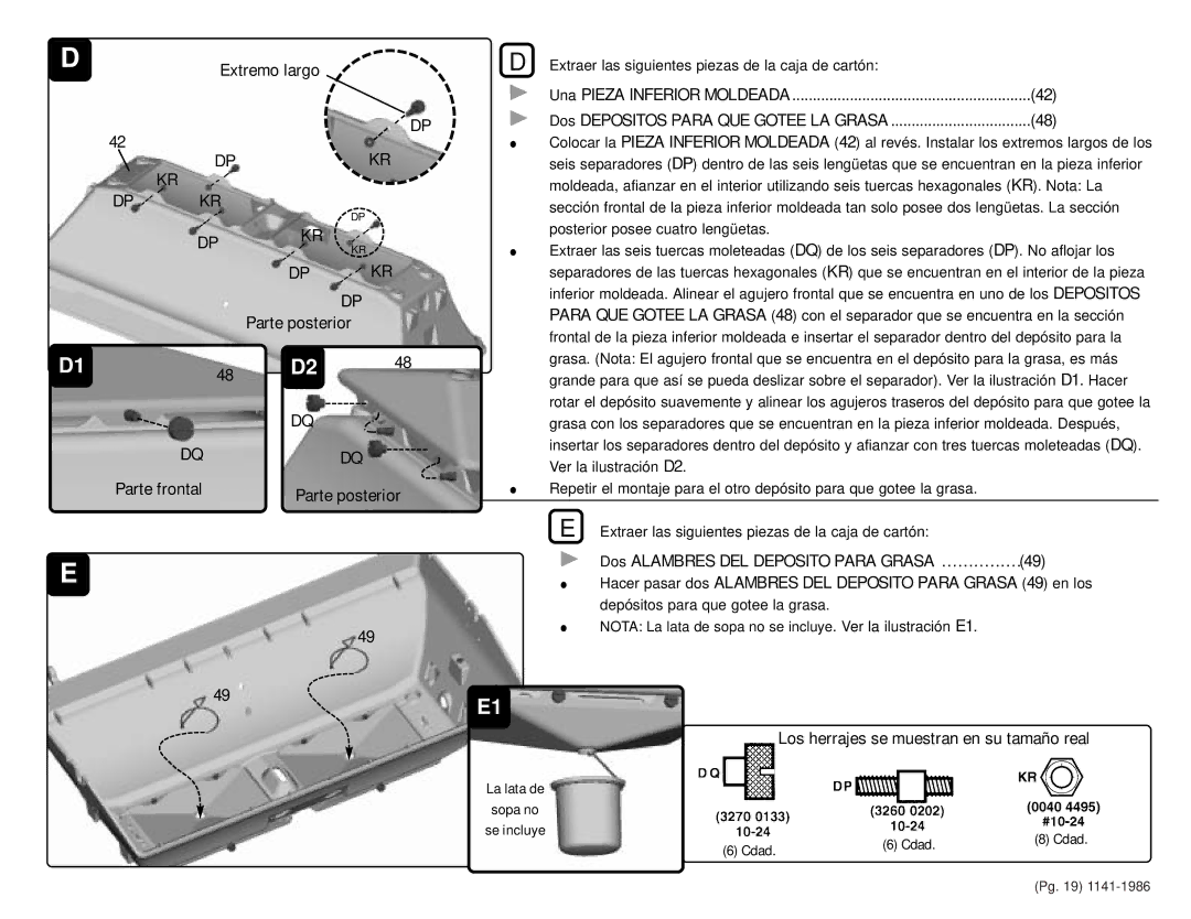 Sunbeam SD113232, SD113242 warranty Extremo largo Parte posterior Parte frontal 