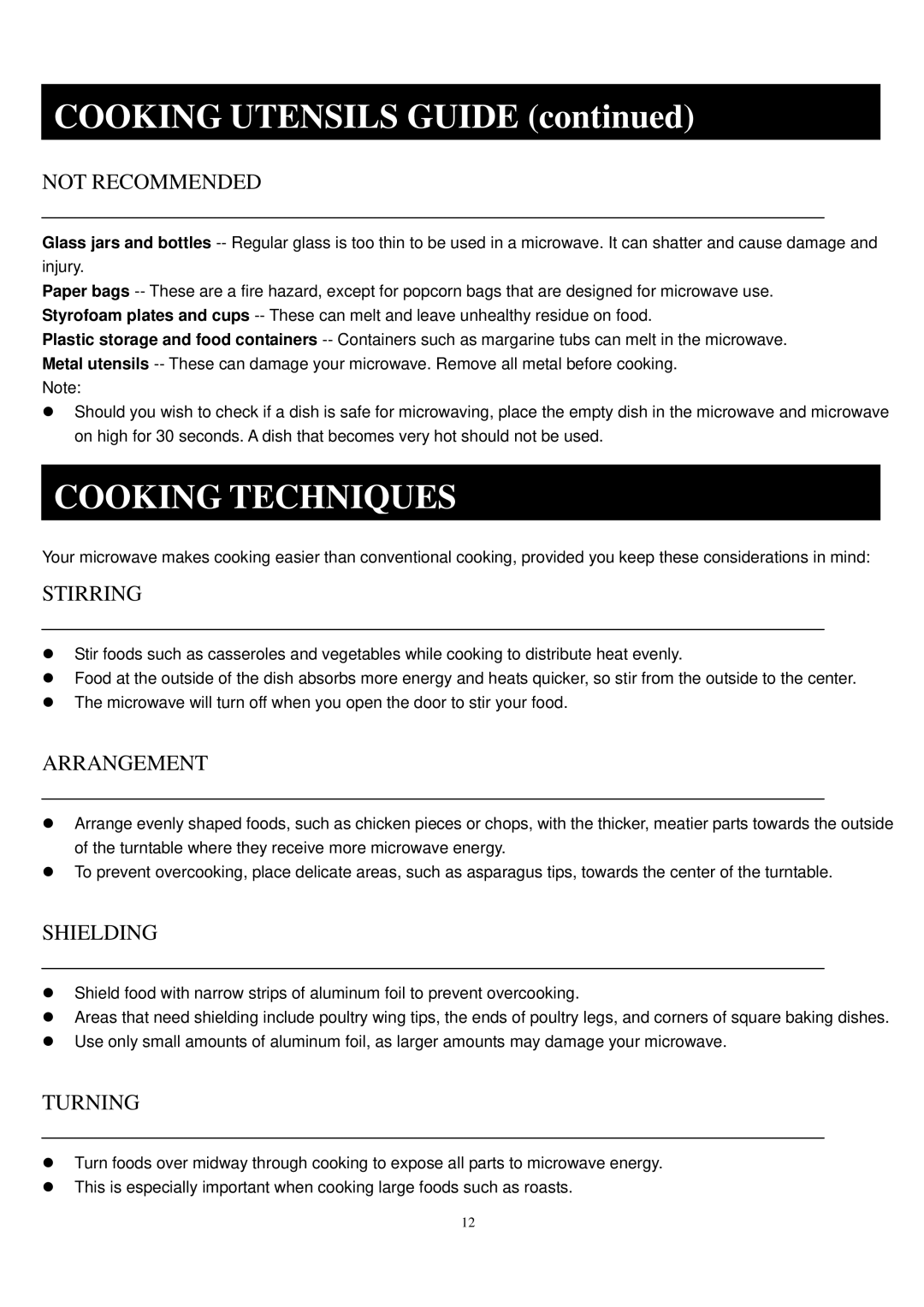 Sunbeam SGA9901 manual Cooking Utensils Guide, Cooking Techniques 