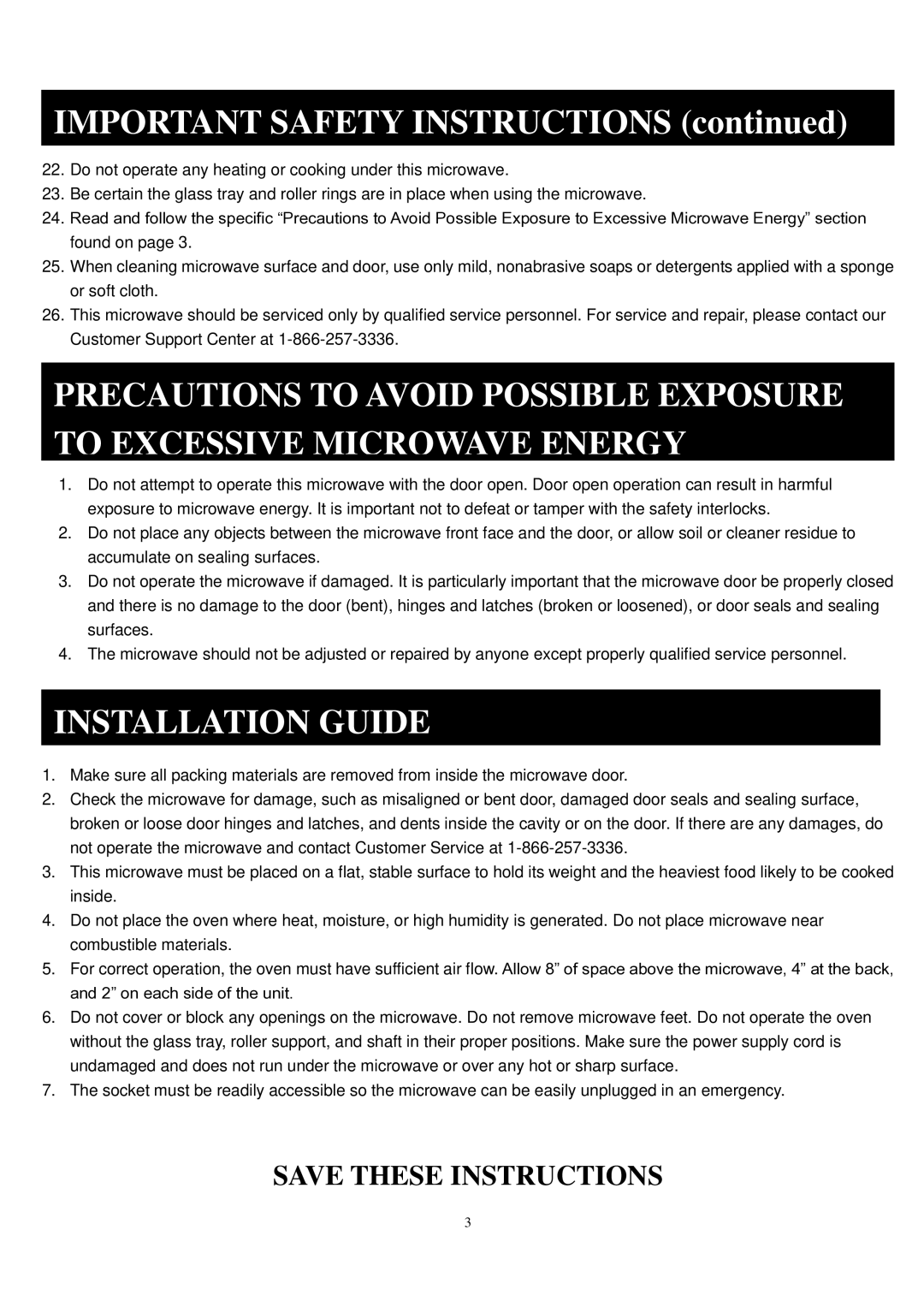 Sunbeam SGA9901 manual Important Safety Instructions, Installation Guide 