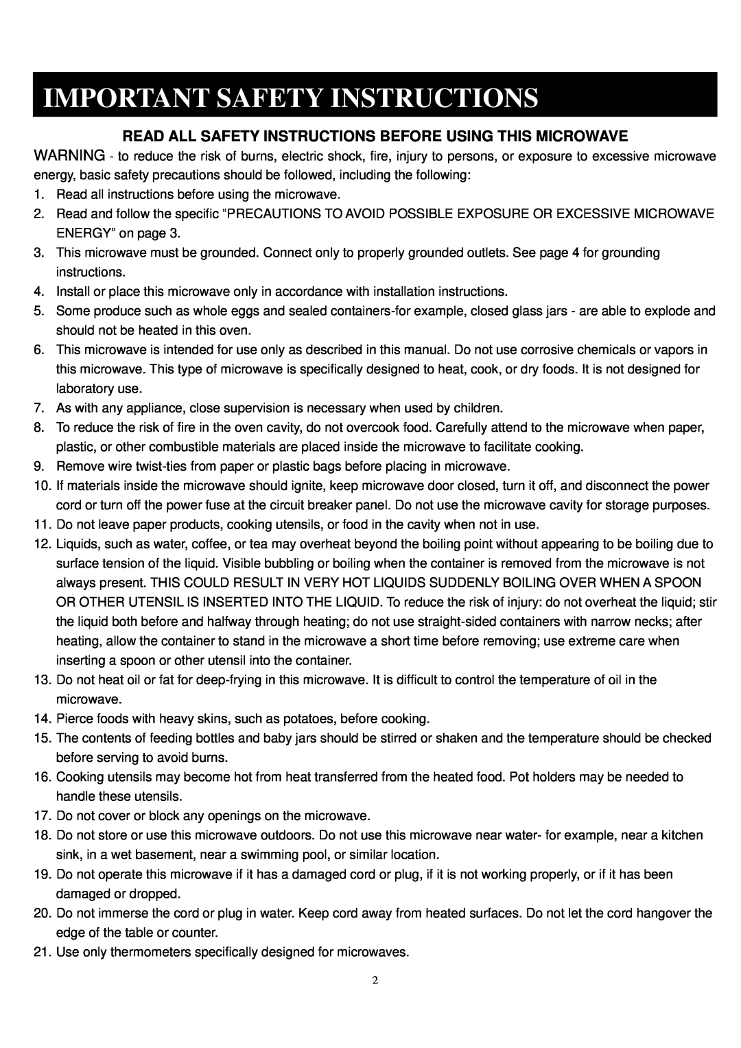 Sunbeam SGA9901 manual Important Safety Instructions 
