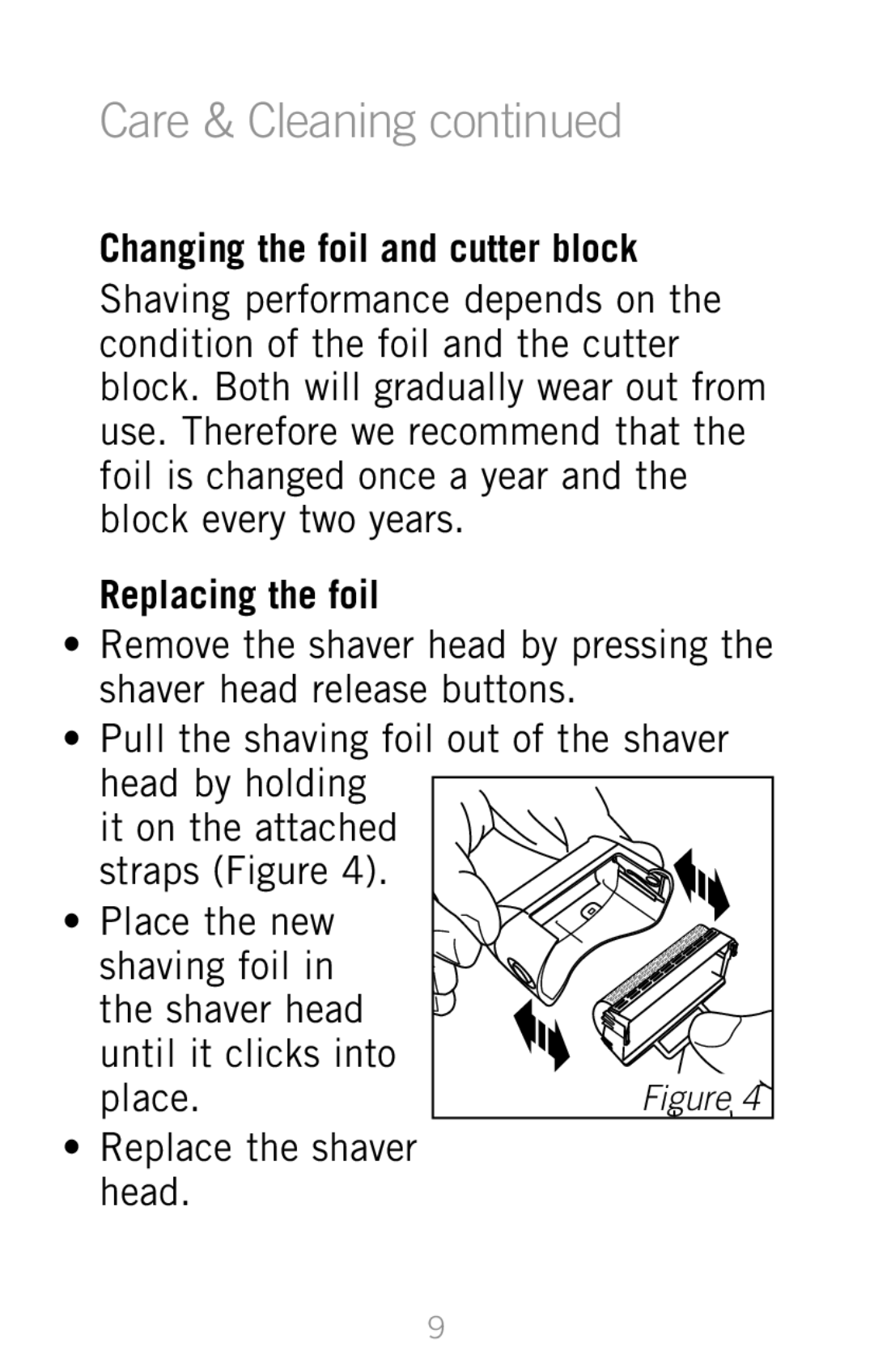 Sunbeam SH3200 manual Changing the foil and cutter block, Replacing the foil 