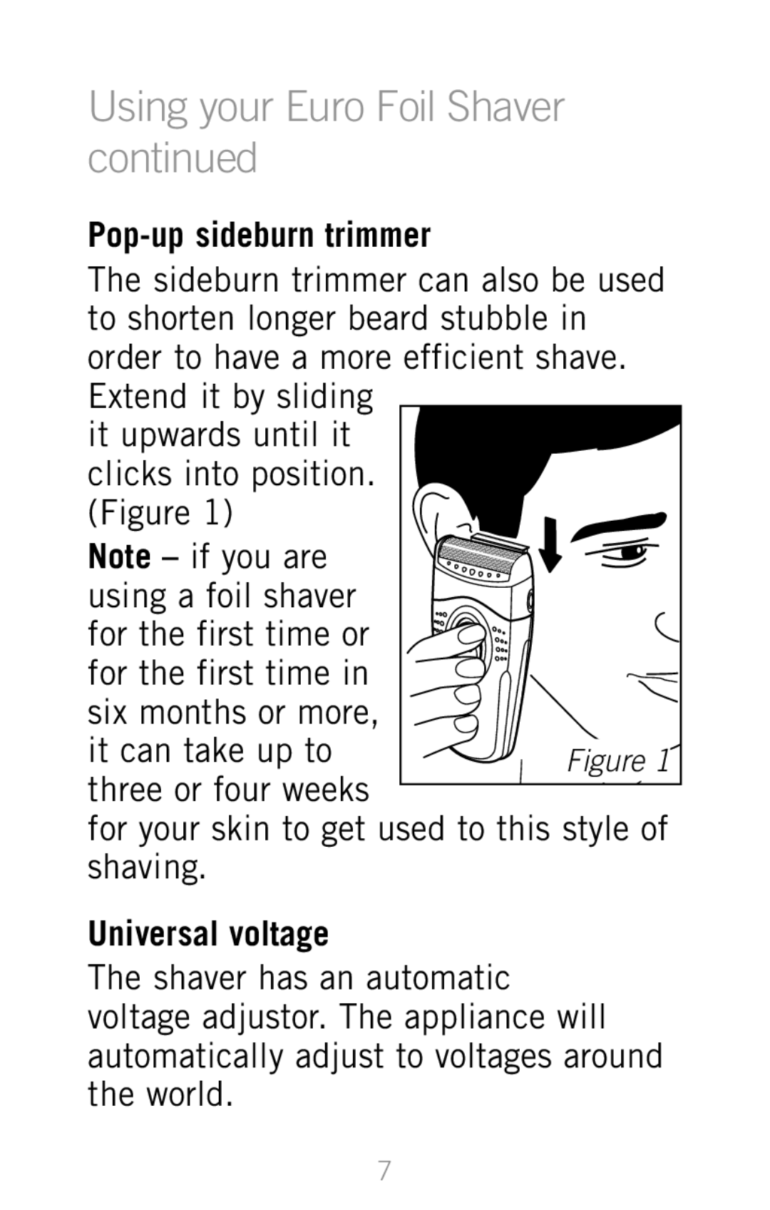 Sunbeam SH3200 manual Pop-up sideburn trimmer, Universal voltage 