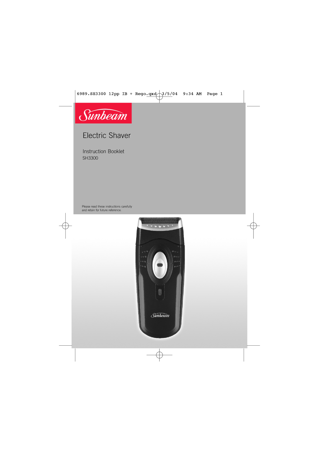 Sunbeam SH3300 manual Electric Shaver 