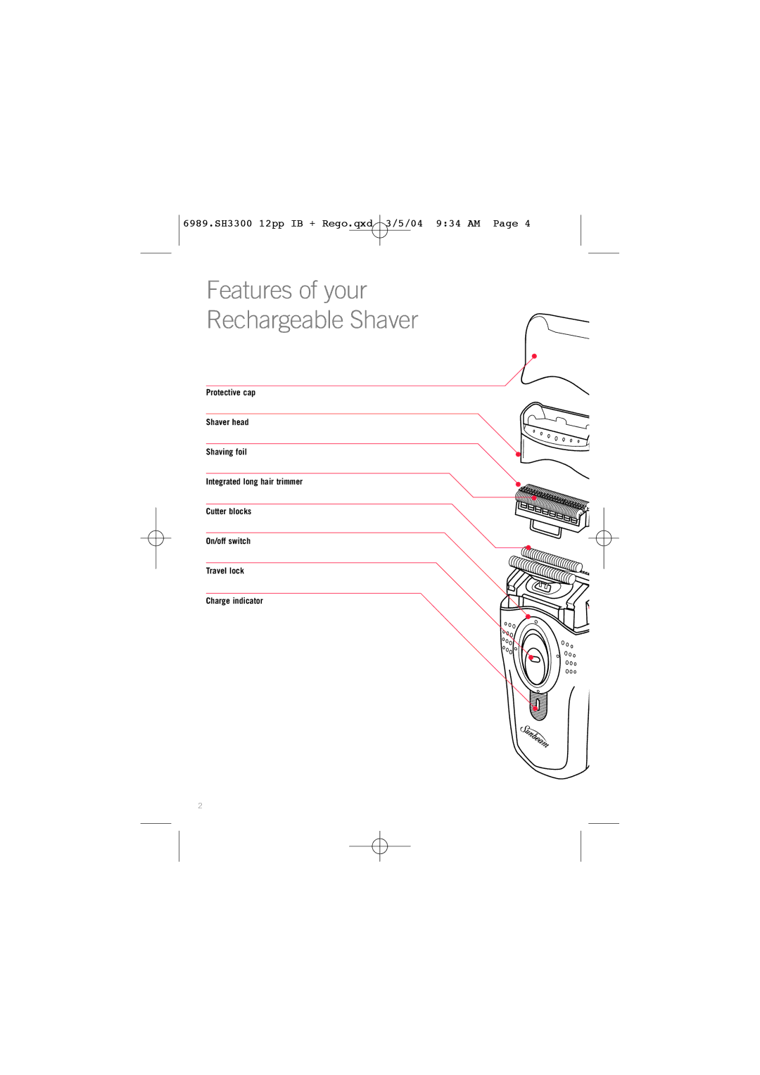 Sunbeam SH3300 manual Features of your Rechargeable Shaver 