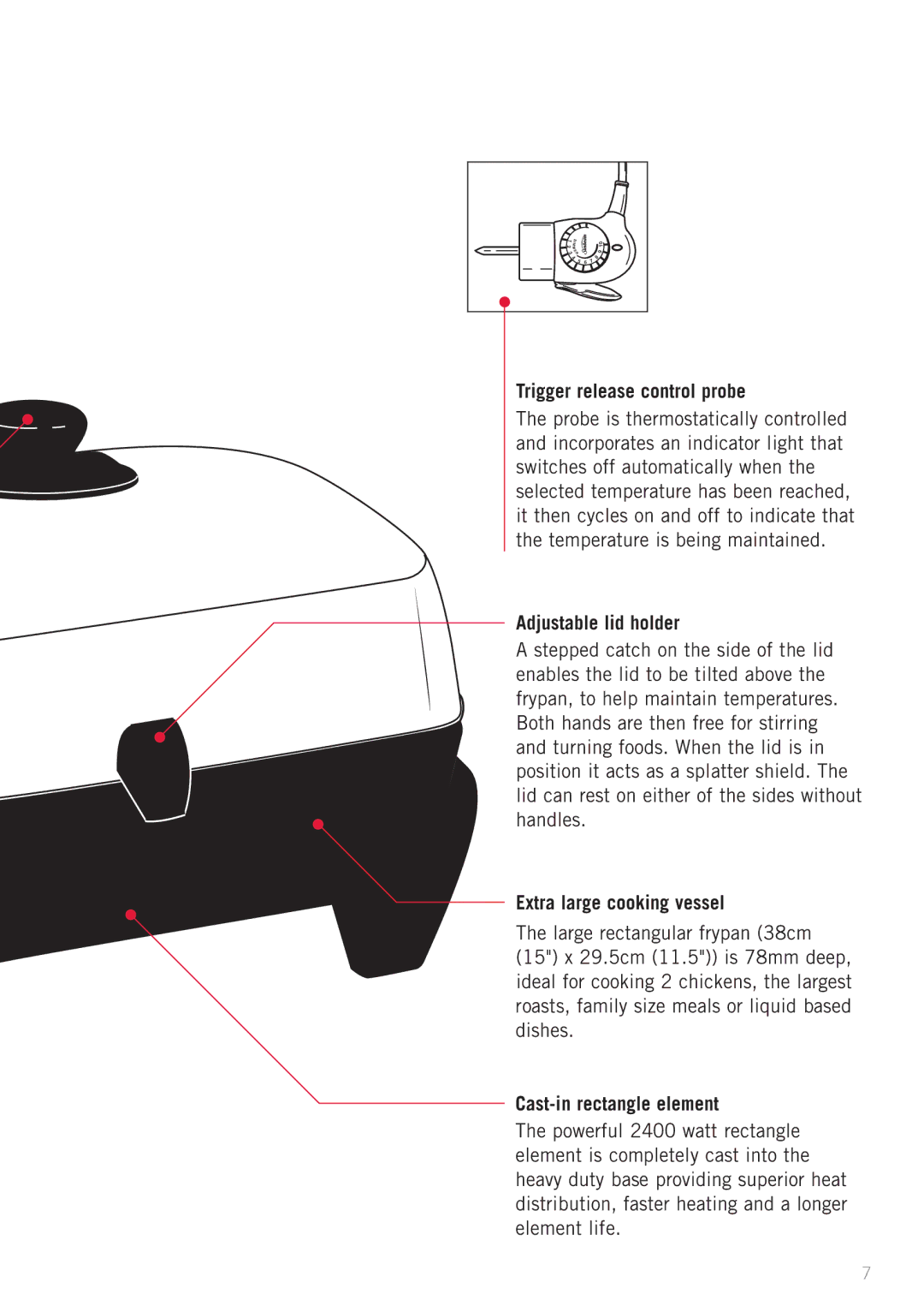 Sunbeam FP5910, SK4200P, FP5500P, FP5900P, FP5610P, FP5920 manual Extra large cooking vessel, Cast-in rectangle element 