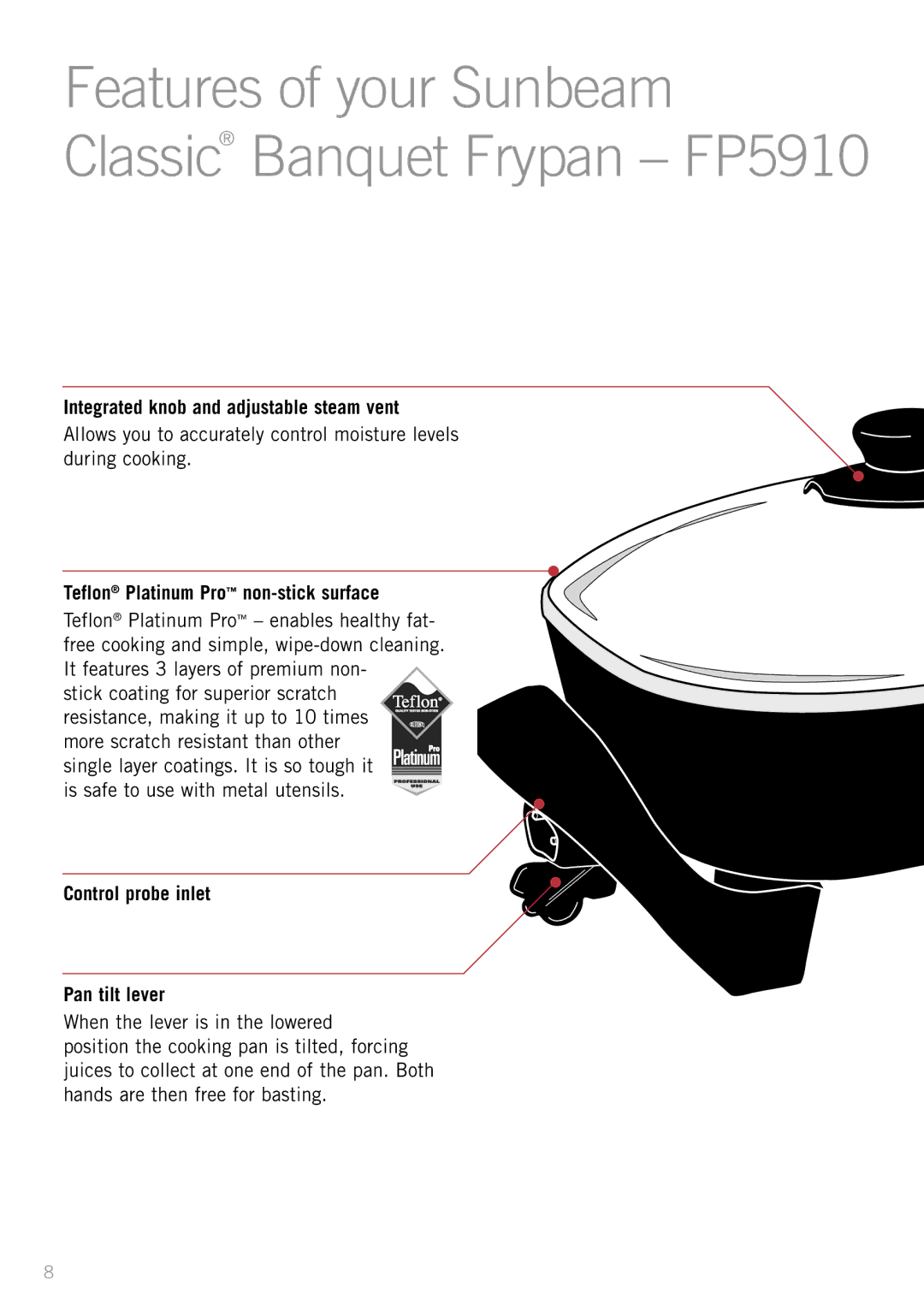 Sunbeam SK4200P, FP5500P, FP5900P, FP5610P manual Classic Banquet Frypan FP5910 