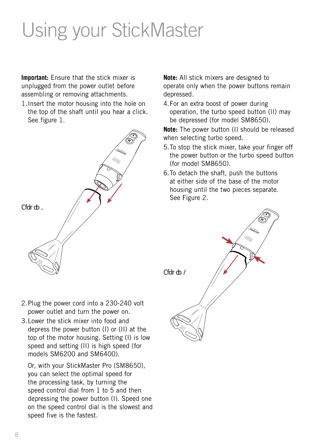 Sunbeam SM8650, SM6400 manual Using your StickMaster 